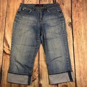 Gloria Vanderbilt Cuffed Jean Capris Women Size 8 Denim Bottoms Stretch